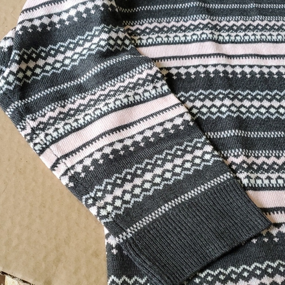 Croft & Barrow Extra cozy Cadigan Pink & Gray stripe cardigan large NWT - Picture 5 of 10